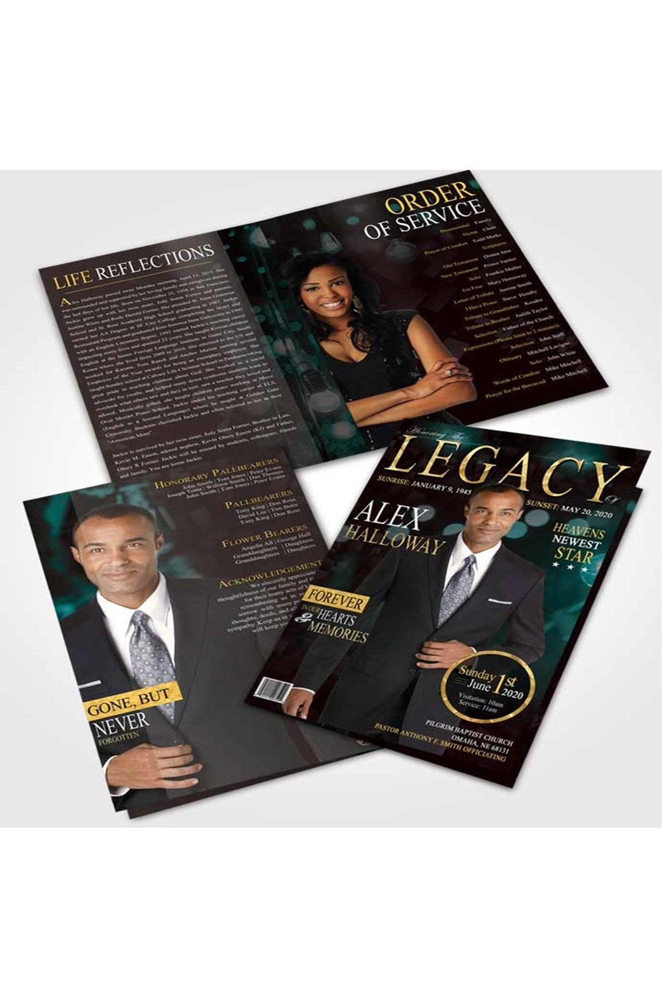 Legacy Times Collection Colors Obituaries - 4 and 8 Pages Bifold- 8.5x11 and 11x17 is priced at 100 - Freedom Printing